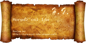 Horpácsi Ida névjegykártya